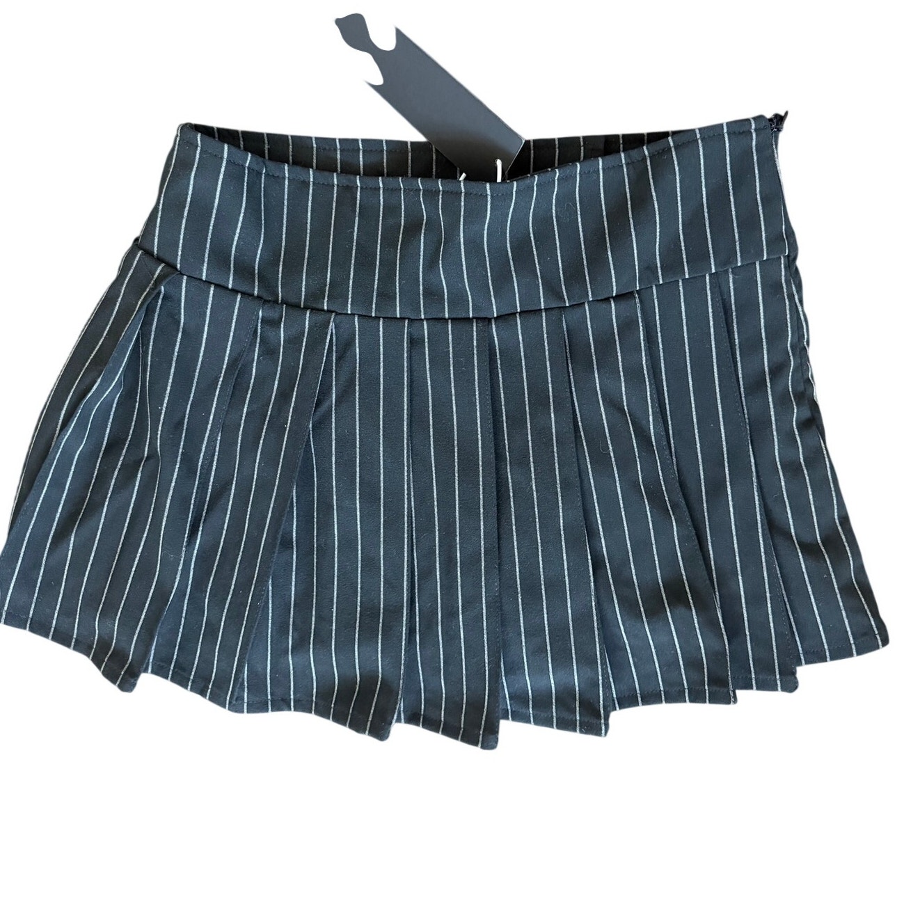 Nwt The Kript Dolls Kill Black White Pinstripe Pleated Micro Mini Skirt Punk — image 2 of 6